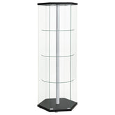 Best Furniture Outlet - Coaster - Zahavah 4-shelf Hexagonal Clear Glass Curio Cabinet Black - 950276